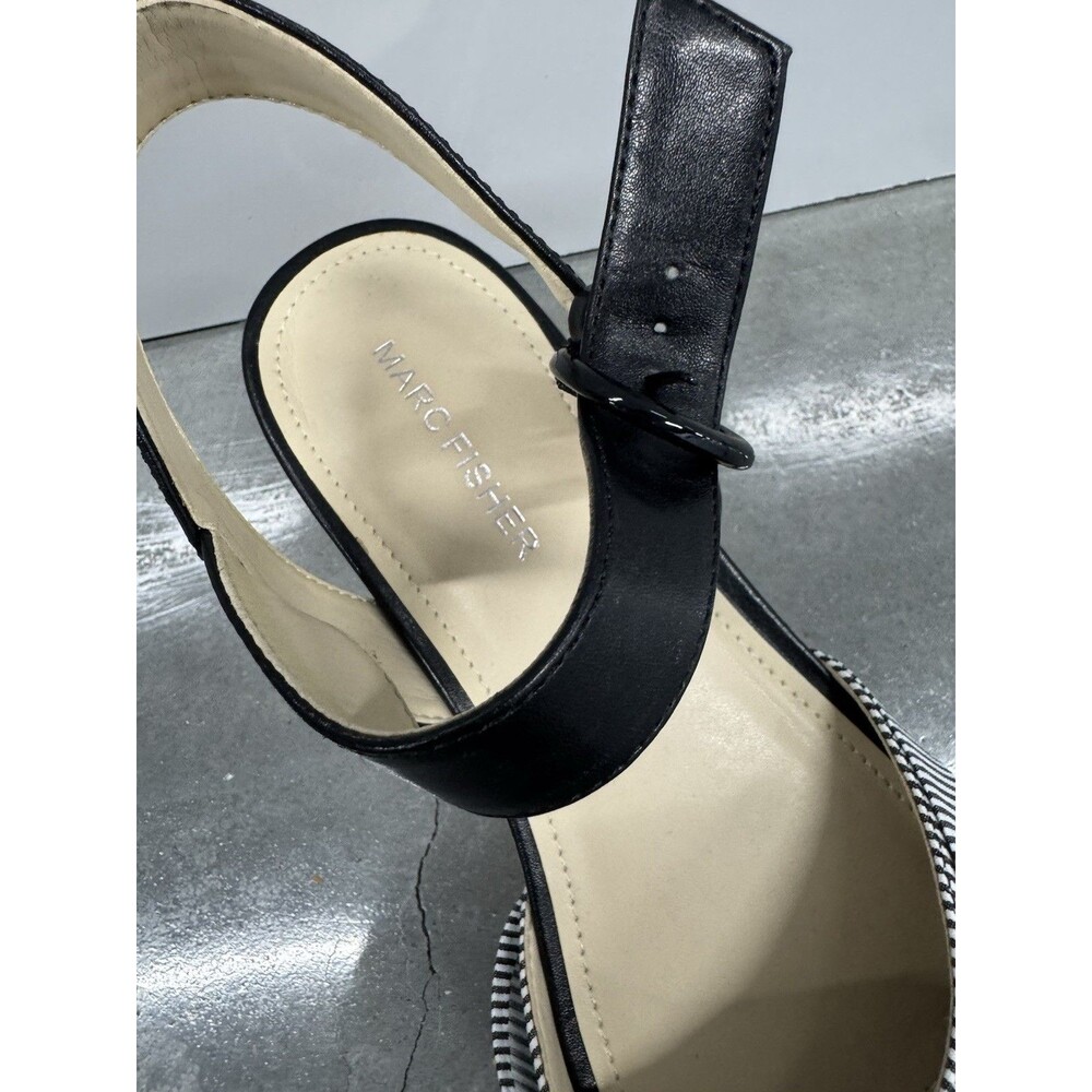 Marc Fisher FLINN Black/White Espedrille Platform Sandals Size 9M - Picture 5 of 7